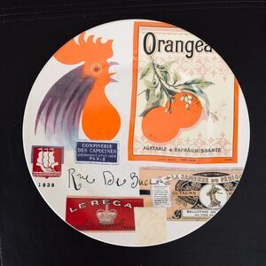 Rosanna Vintage French Chicken Rooster Graphic Decor Plate